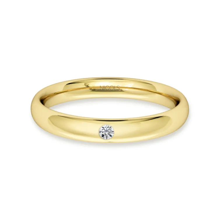 Alianza De Boda Olimpia Oro Amarillo 30Mm Diamante 0.06