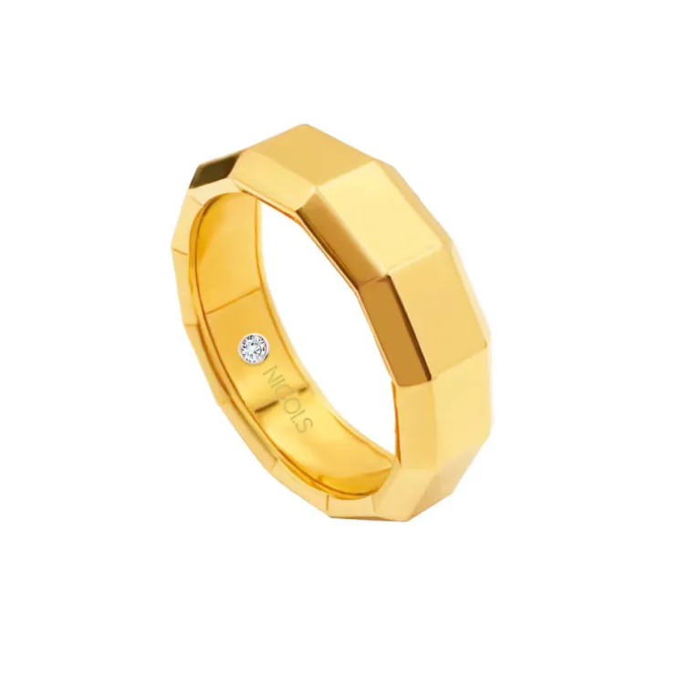 Alianza Hombre Oro Amarillo Diamante 5Mm Zeus