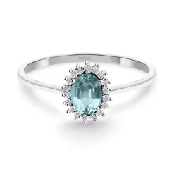 Anillo Aguamarina y Diamantes Candy