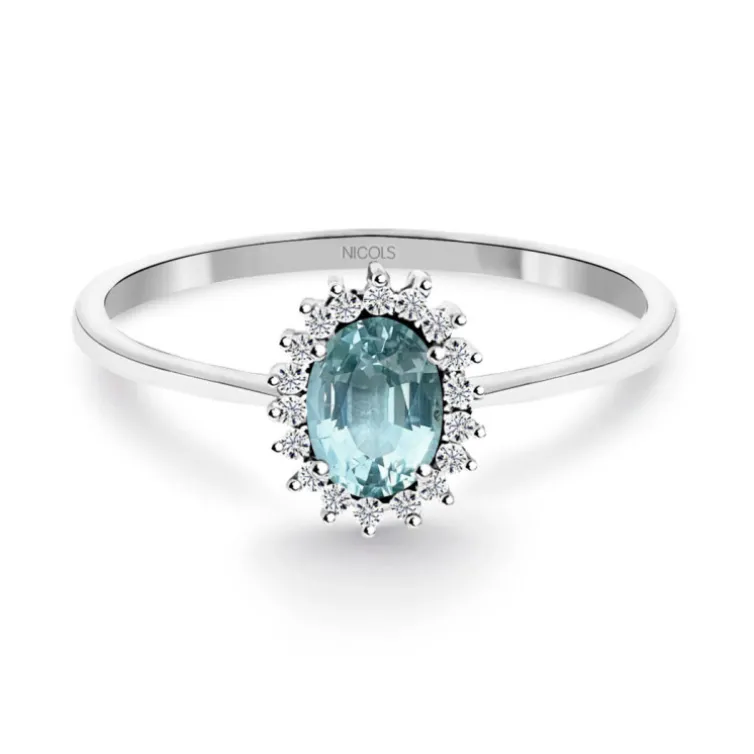 Anillo Aguamarina y Diamantes Candy
