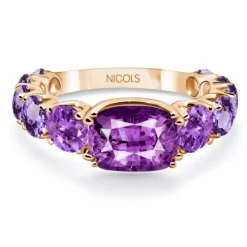 Anillo Amatista Rainbow Oro Rosa