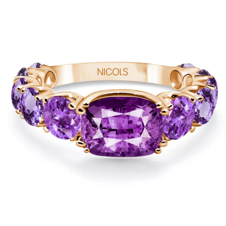 Anillo Amatista Rainbow Oro Rosa