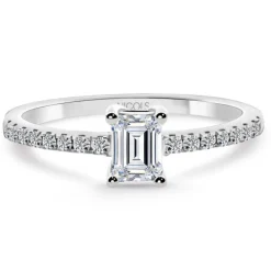 Anillo Compromiso Dafne Petit Diamante Esmeralda 0.30 Oro Blanco