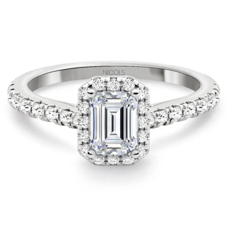 Anillo Compromiso Diamante 0.50 Talla Esmeralda Seline