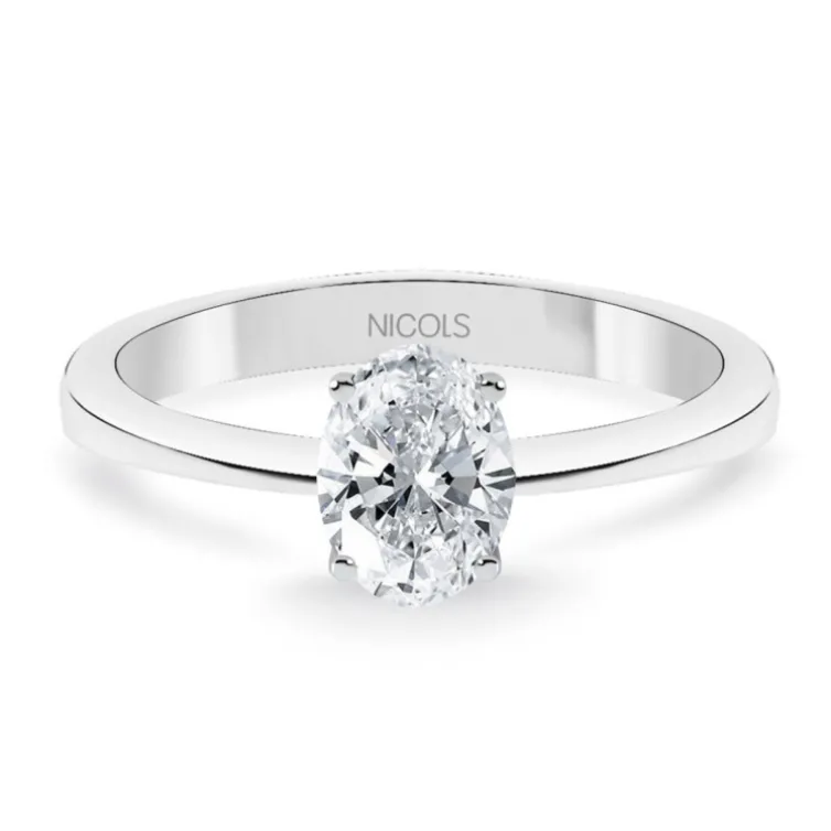 Anillo Compromiso Olivia Oro Blanco (18K) Con Diamante Oval 0.99Ct