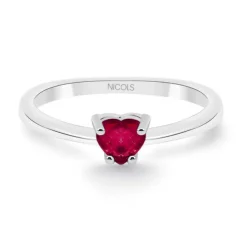 Anillo Compromiso Solitario Rubí Corazón Isabella 0.20Ct