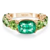 Anillo Cuarzo Verde Peridoto Rainbow Oro Rosa