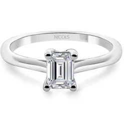 Anillo Diamante 0.50 Talla Esmeralda Compromiso Camille