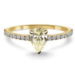 Anillo Diamante Limón Pera Solitario 0.45 Quilates