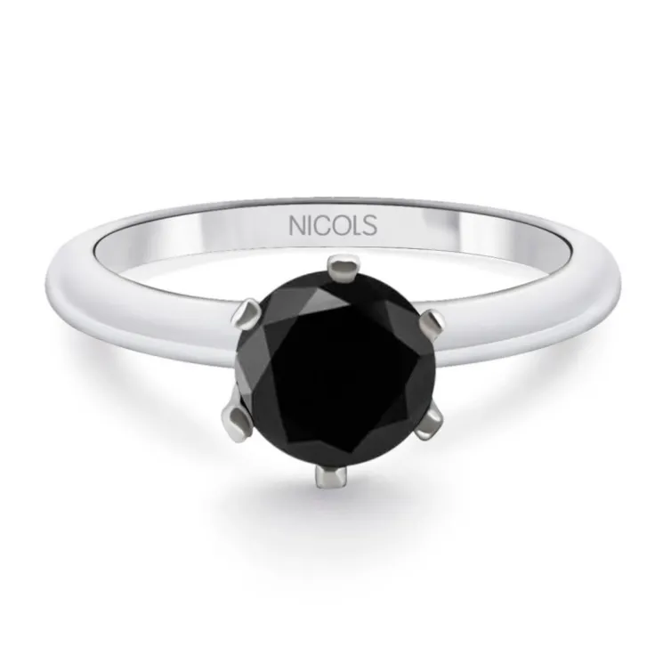 Anillo Diamante Negro Solitario Black Power