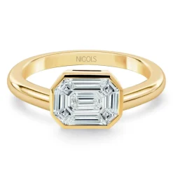 Anillo Diamantes 0.55 Ct Talla Esmeralda Vrait Horizontal