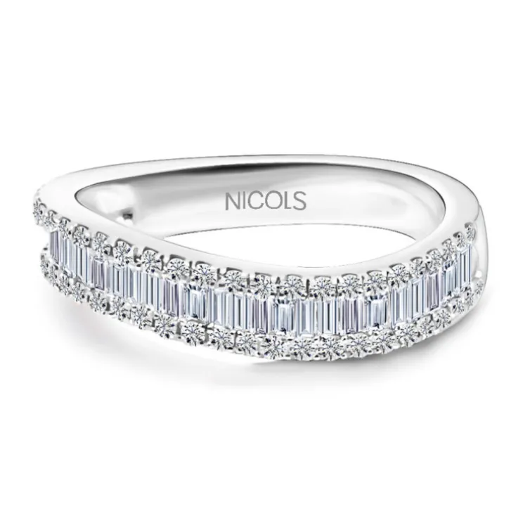 Anillo Diamantes Abelia 0.60 Oro Blanco Onda