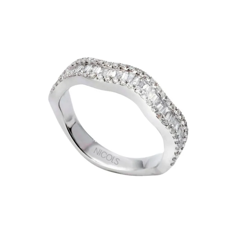 Anillo Diamantes Abelia 0.65 Oro Blanco Ondas
