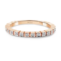 Anillo Diamantes Almenas Oro Rosa