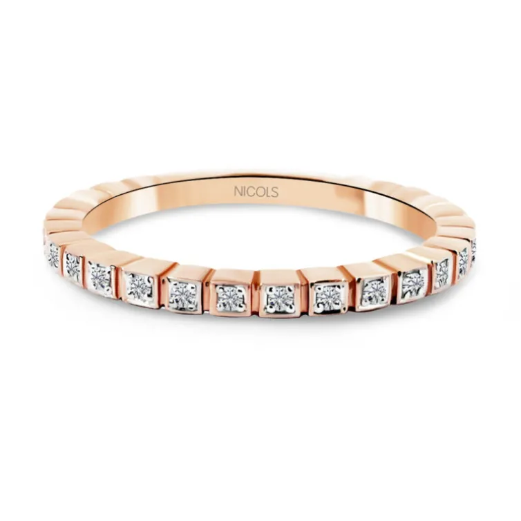 Anillo Diamantes Almenas Oro Rosa