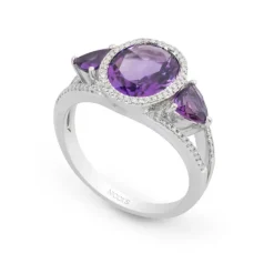 Anillo Diamantes Amatistas Trapeze