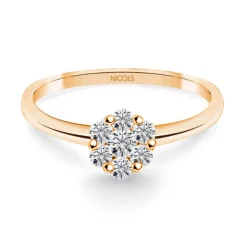 Anillo Diamantes Camelia 0.35 Oro Rosa