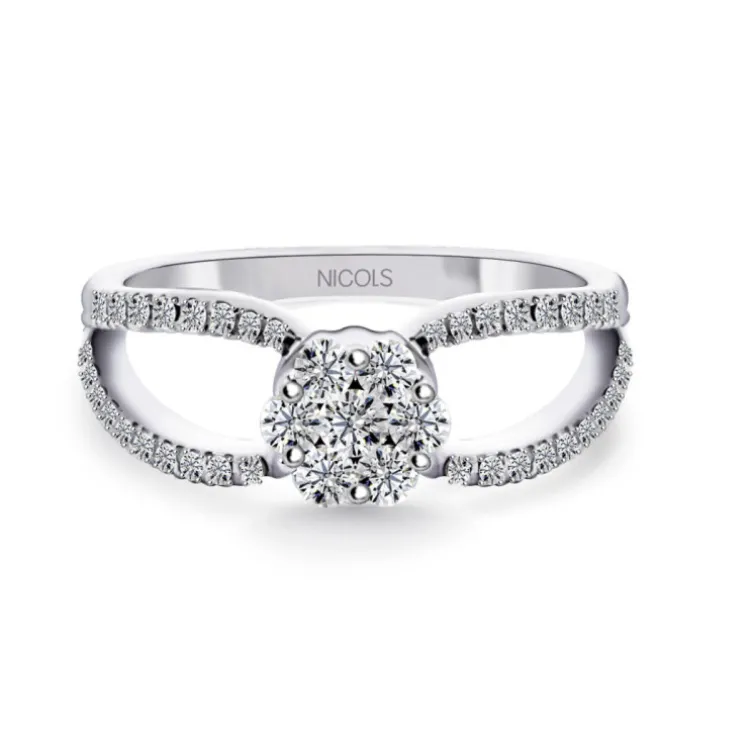 Anillo Diamantes Camelia Onda