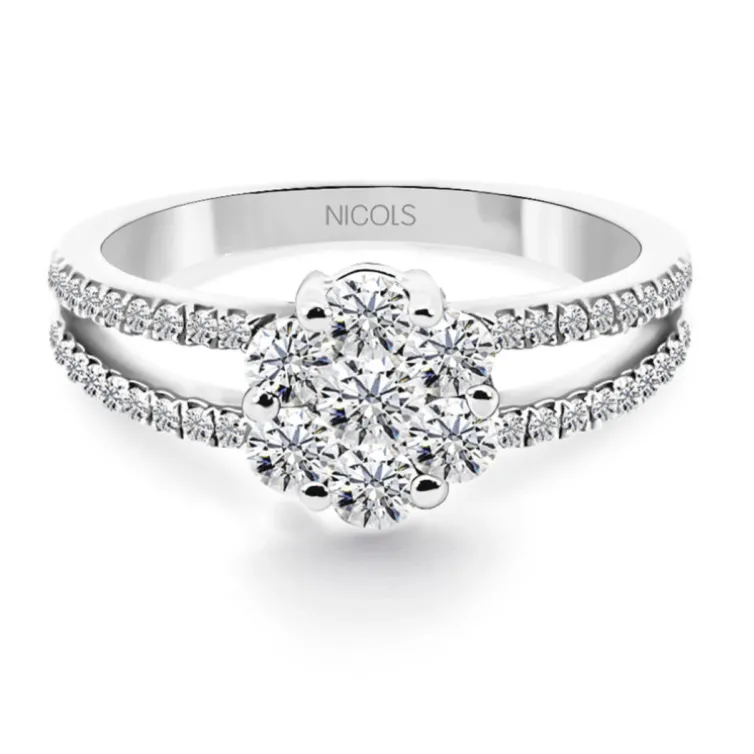 Anillo Diamantes Camelia Doble