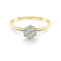 Anillo Diamantes Camelia 0.35 Oro Amarillo