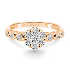 Anillo Diamantes Camelia 0.58 Oro Rosa