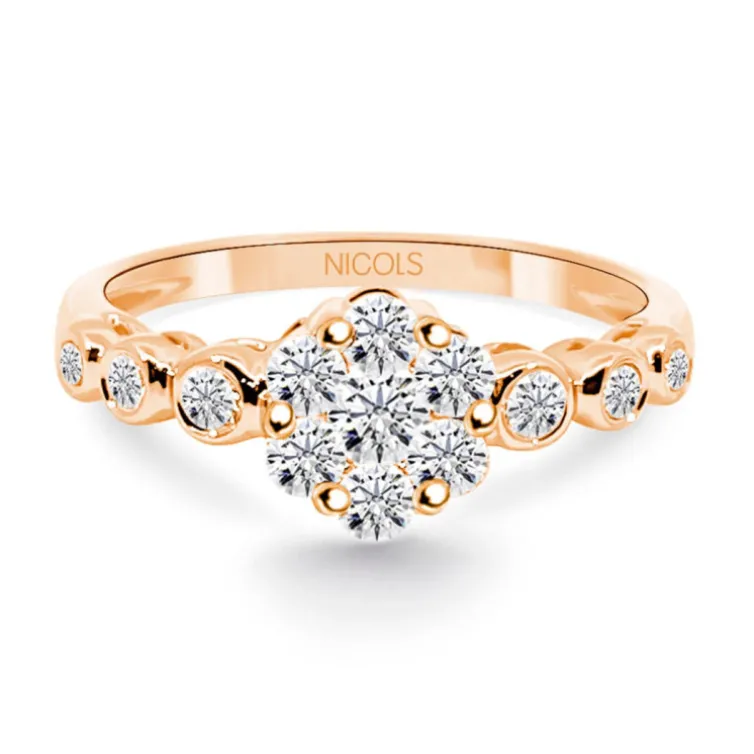 Anillo Diamantes Camelia 0.58 Oro Rosa