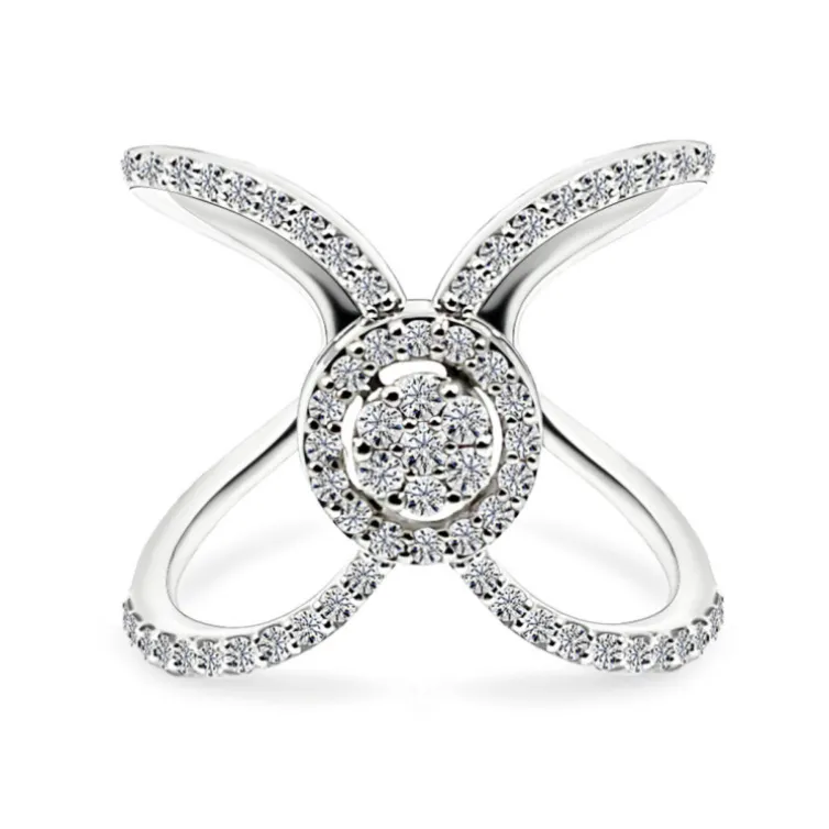 Anillo diamantes doble brazo onda Aura 0,50Ct.