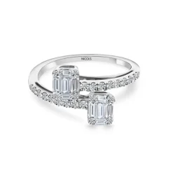 Anillo Diamantes Electra 0.85 Tu Y Yo Oro Blanco