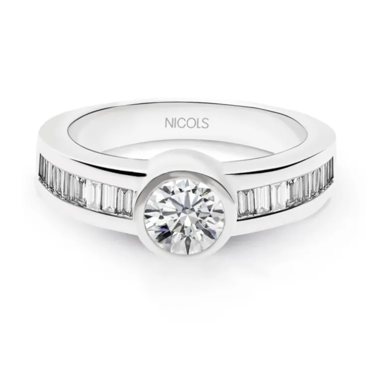 Anillo Diamantes Emily 0.85 Oro Blanco