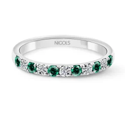 Anillo Diamantes Esmeralda Azalea Oro Blanco