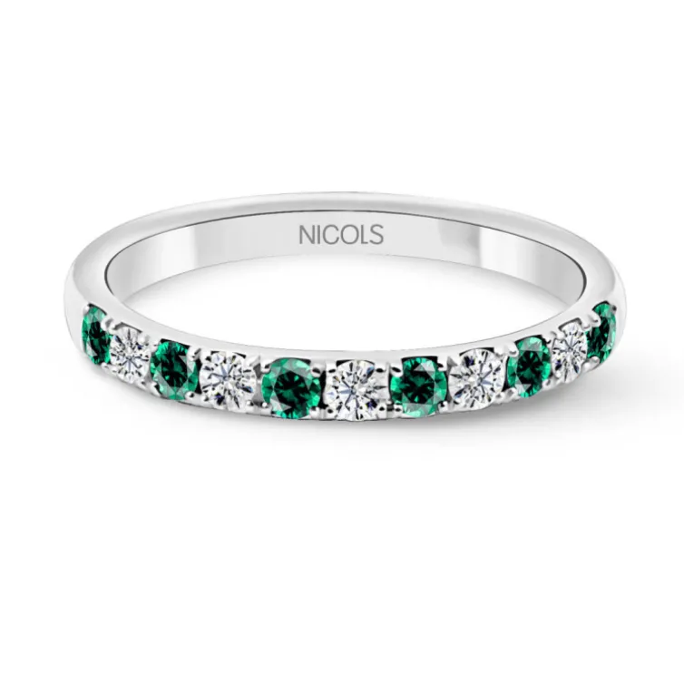 Anillo Diamantes Esmeralda Azalea Oro Blanco