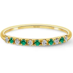 Anillo Diamantes Esmeralda Azalea 0.08 Oro Amarillo