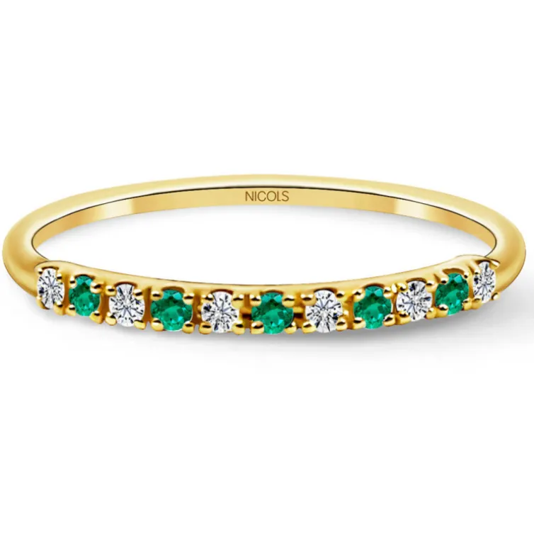 Anillo Diamantes Esmeralda Azalea 0.08 Oro Amarillo