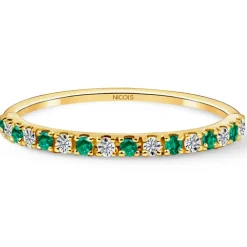 Anillo Diamantes Esmeralda Azalea 0.12 Oro Amarillo