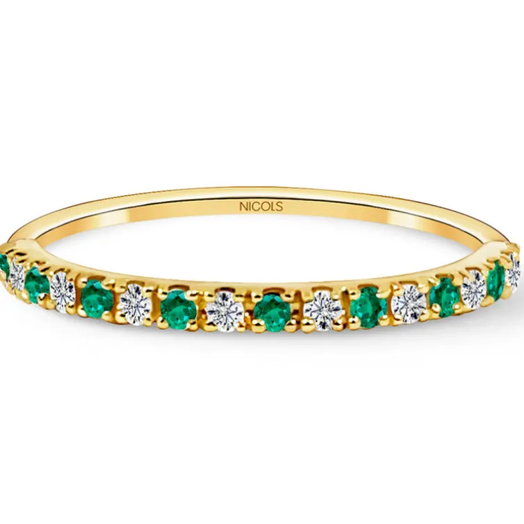 Anillo Diamantes Esmeralda Azalea 0.12 Oro Amarillo