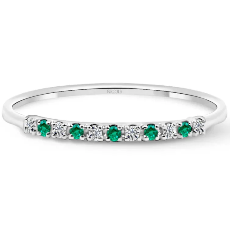 Anillo Diamantes Esmeralda Azalea 0.04 Oro Blanco