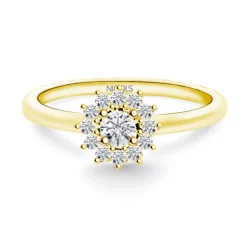 Anillo Diamantes Margarita 0.15 Oro Amarillo