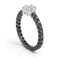 Anillo Diamantes Negros Blancos Black Power