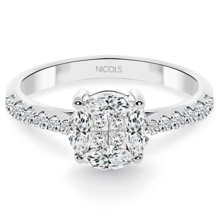 Anillo Diamantes Rosetón 0.97 Ct Diamond Classic
