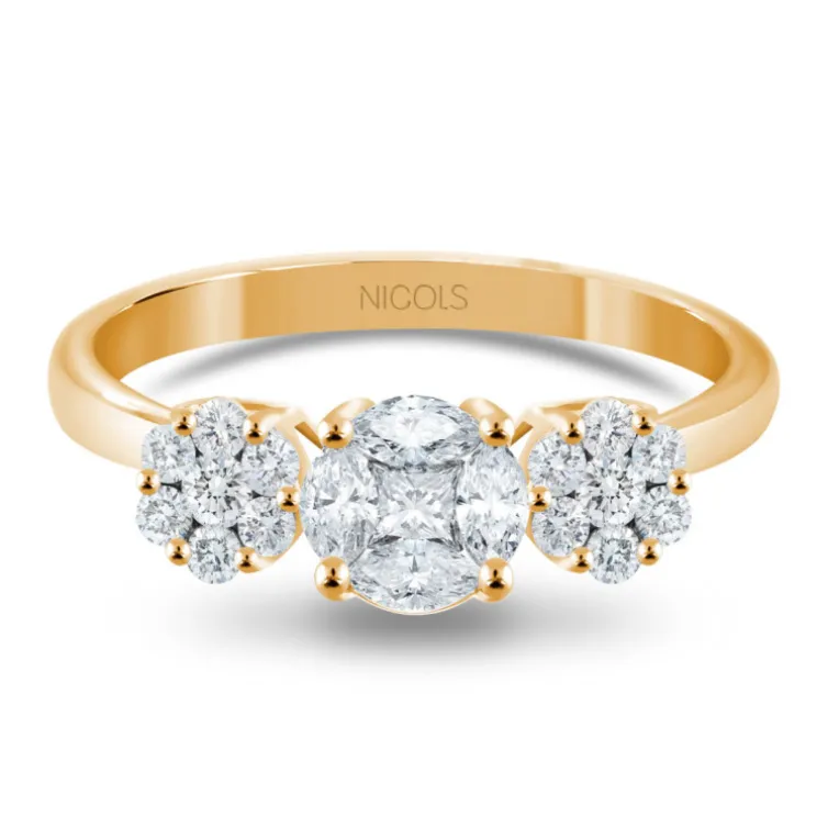 Anillo Diamantes Rosetón Diamond Classic
