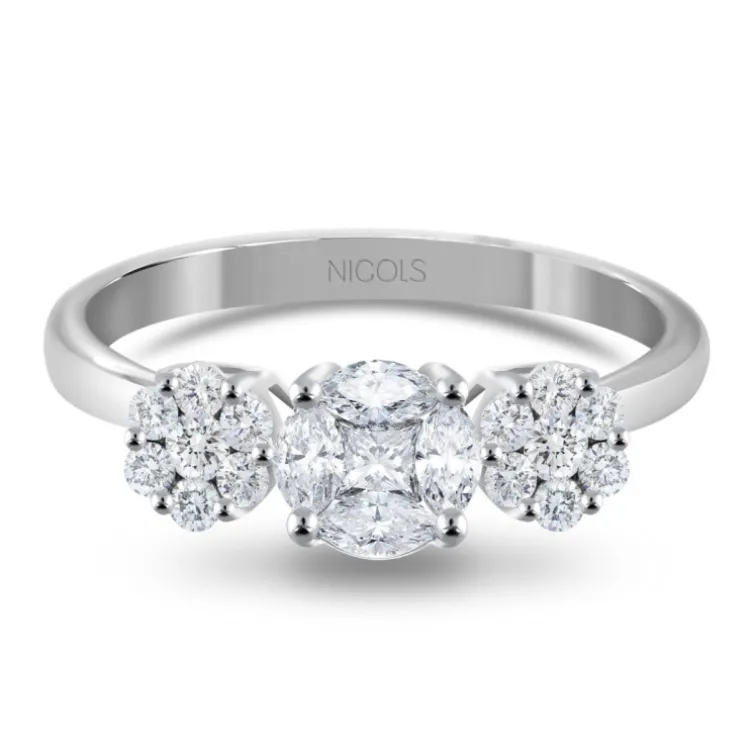 Anillo Diamantes Rosetón Diamond Classic