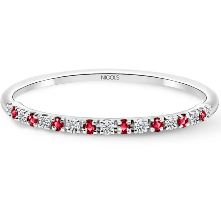 Anillo Diamantes Rubí Azalea 0.06 Oro Blanco