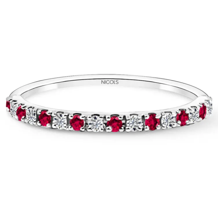 Anillo Diamantes Rubi Azalea 0.12 Oro Blanco