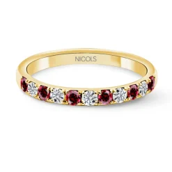 Anillo Diamantes Rubís Azalea Oro Amarillo