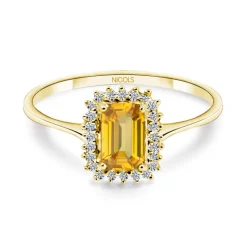 Anillo Diamantes y Citrino Candy