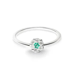 Anillo Diamantes y Esmeralda Camelia 0.11