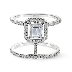 Anillo Diamantes y oro blanco doble brazo Electra.