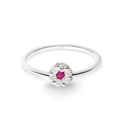 Anillo Diamantes y Rubi Camelia 0.11
