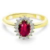 Anillo Diamantes y Rubi Dalia oro amarillo 0.50