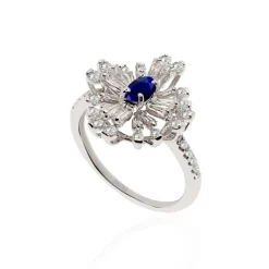Anillo Diamantes y Zafiro Copo de Nieve